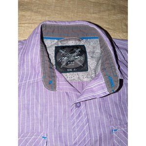 Drill Clothing Co Mens Small Purple Striped Long Sleeve Shirt